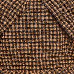 Nanushka Brown Checked Seersucker Skirt and Top Set L