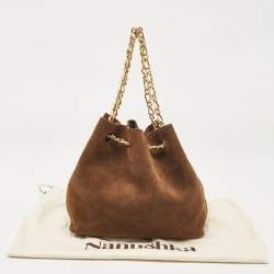 Nanushka Brown Suede The Gather Bucket Bag
