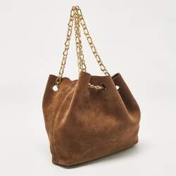 Nanushka Brown Suede The Gather Bucket Bag
