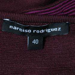 مملوكة مسبقًا Narciso Rodriguez Purple Silk Knit Cut Out Yoke Sleeveless Sheath Dress S