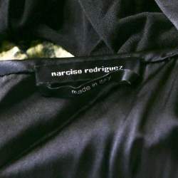 Narciso Rodriguez Green Satin and Black Mesh Overlay Sleeveless Dress M 