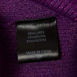 NBD Purple Lurex Rib Knit High Neck Pullover M