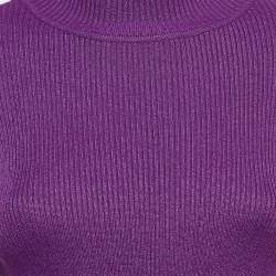 NBD Purple Lurex Rib Knit High Neck Pullover M