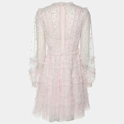 Needle & Thread Light Pink Mesh Violet Shimmer Micro Mini Dress S