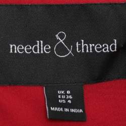 Needle & Thread Red Mesh Embroidered Liliy Bloom Mini Dress S