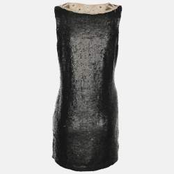 Pre Owned Needle & Thread Black Multicolor Sequin and Bead Embellished Sleeveless Top L