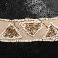 Pre Owned Needle & Thread Black Multicolor Sequin and Bead Embellished Sleeveless Top L