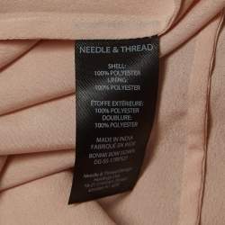 Pre Owned Needle & Thread Pink Floral Embroidered Tulle Cape Sleeve Gown L