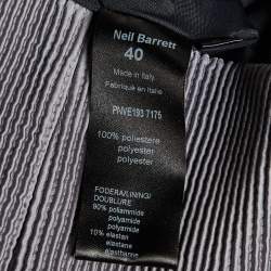 Neil Barrett Grey Stripe Textured Jersey Mini Dress S