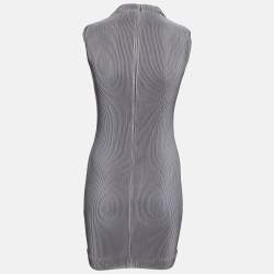 Neil Barrett Grey Stripe Textured Jersey Mini Dress S