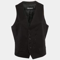  Neil Barrett Black Cotton Blend Single Breasted Button Detail Vest L