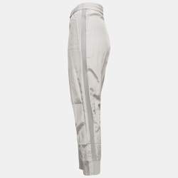 Neil Barrett Silver Reflective Synthetic Slim Fit Low Rise Trousers L