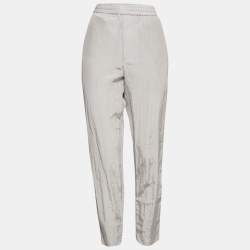 Neil Barrett Silver Reflective Synthetic Slim Fit Low Rise Trousers L