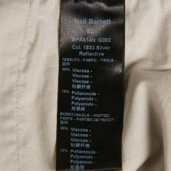 Neil Barrett Silver Reflective Synthetic Slim Fit Low Rise Trousers L