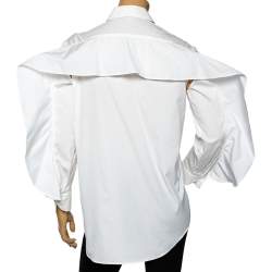 Neil Barrett White Cotton Ruffled Overlay Sleeve Detailed Masculine Fit Shirt M