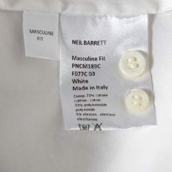 Neil Barrett White Cotton Ruffled Overlay Sleeve Detailed Masculine Fit Shirt M