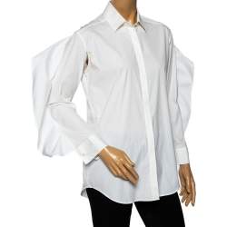 Neil Barrett White Cotton Ruffled Overlay Sleeve Detailed Masculine Fit Shirt M