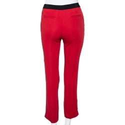 Neil Barrett Red Crepe Elasticized Waist Detail Tube Fit Pants S