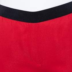 Neil Barrett Red Crepe Elasticized Waist Detail Tube Fit Pants S