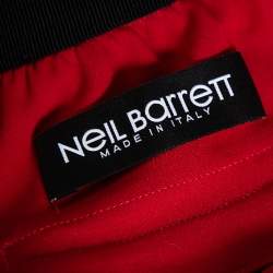 Neil Barrett Red Crepe Elasticized Waist Detail Tube Fit Pants S