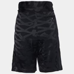 Neil Barrett Black Satin Fringe Tie Belt Slouch Shorts S