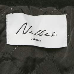 Pre Owned جاكيت نيلي ستوديو فرو ثعلب أسود مقاس متوسط - ميديوم