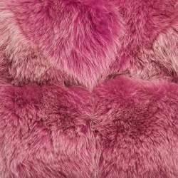 Pre Owned جاكيت نيلي ستوديو فرو ثعلب وردي مقاس متوسط - ميديم