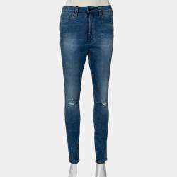 Neuw Blue Denim High Waist Skinny Distressed Marilyn Jeans M