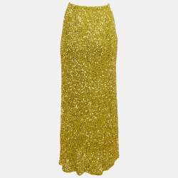 Pre Owned Never fully dressed Lime Green Sequin Dorris Skirt S
