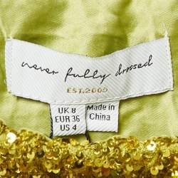 Pre Owned Never fully dressed Lime Green Sequin Dorris Skirt S