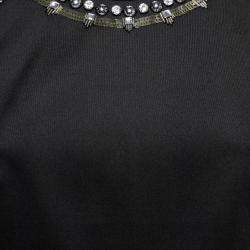 Rebecca Taylor Black Neoprene and Mesh Embellished Neckline Dress S 
