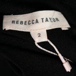 Rebecca Taylor Black Neoprene and Mesh Embellished Neckline Dress S 
