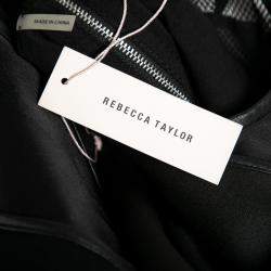 Rebecca Taylor Black Neoprene and Mesh Embellished Neckline Dress S 