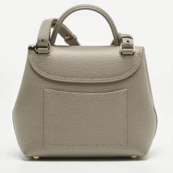 Pre Owned Polene Grey Leather Numéro Un Nano Top Handle Bag