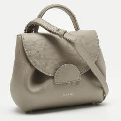 Pre Owned Polene Grey Leather Numéro Un Nano Top Handle Bag