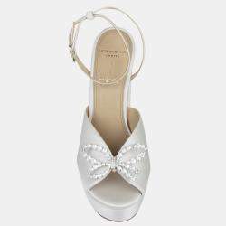 Black Suede Studio x Caroline Stanbury Cream Satin Caroline Sandals Size 38