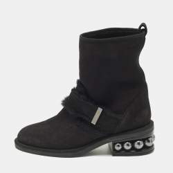 Pre Owned حذاء بوت الكاحل نيكولاس كيركوود كاساتى سويدي أسود بلؤلؤ مقاس 37