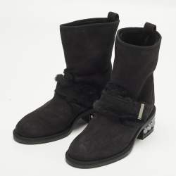 Pre Owned Nicholas Kirkwood Casati Size 37 Black Suede Ankle Length Boots