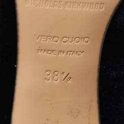 Pre Owned Nicholas Kirkwood Lola Size 38.5 Navy Blue Velvet Curved Pumps