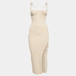 Nicholas Beige Rib Knit Cage Rings Jules Dress S