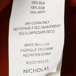 Nicholas Brown Satin Cowl Neck Belted Maxi Slip Dress L