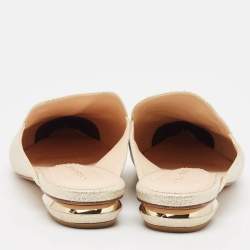 Nicholas Kirkwood Gold Lurex Fabric Beya Flat Mules Size 39