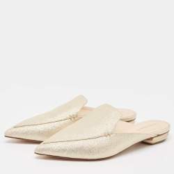 Nicholas Kirkwood Gold Lurex Fabric Beya Flat Mules Size 39