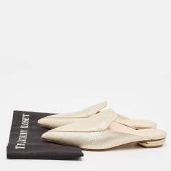 Nicholas Kirkwood Gold Lurex Fabric Beya Flat Mules Size 39
