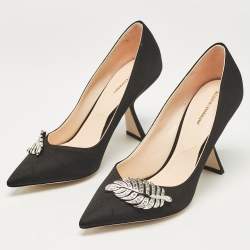 Nicholas Kirkwood Black Grosgrain Monstera Pumps Size 40