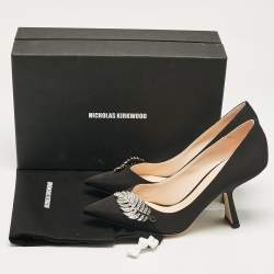 Nicholas Kirkwood Black Grosgrain Monstera Pumps Size 40