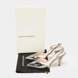 Pre Owned Nicholas Kirkwood Metallic Patent Leather Pearl Slingback Sandals Size 39