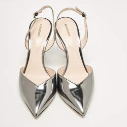 Pre Owned Nicholas Kirkwood Metallic Patent Leather Pearl Slingback Sandals Size 39