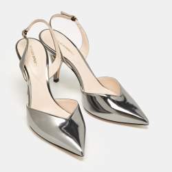 Pre Owned Nicholas Kirkwood Metallic Patent Leather Pearl Slingback Sandals Size 39