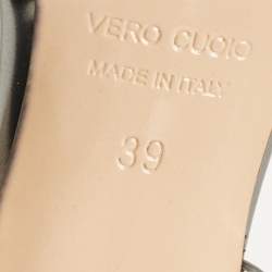 Pre Owned Nicholas Kirkwood Metallic Patent Leather Pearl Slingback Sandals Size 39